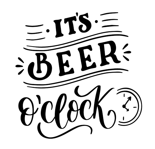 imagen con frase it's beer o'clock entre dos lineas divisoras